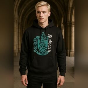 Harry Potter Slytherin Crest Black  Hoodie Adult L Unisex Wizarding World